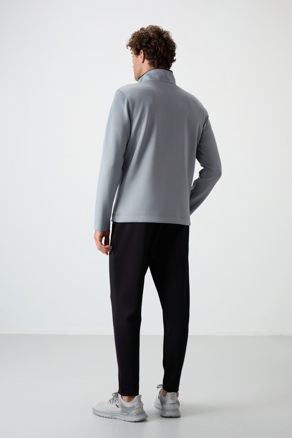 Black Gray - Black Scuba Fabric Men's Tracksuit Set - 85199