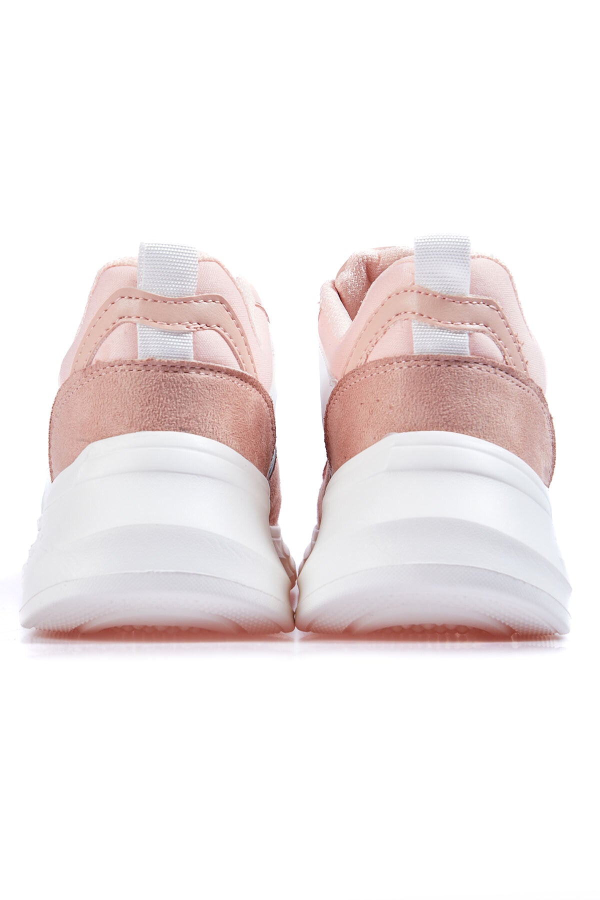 Dried Rose Laced High Sole Mesh Detailed Colorful Women's Sneakers - 89203