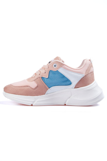 Dried Rose Laced High Sole Mesh Detailed Colorful Women's Sneakers - 89203