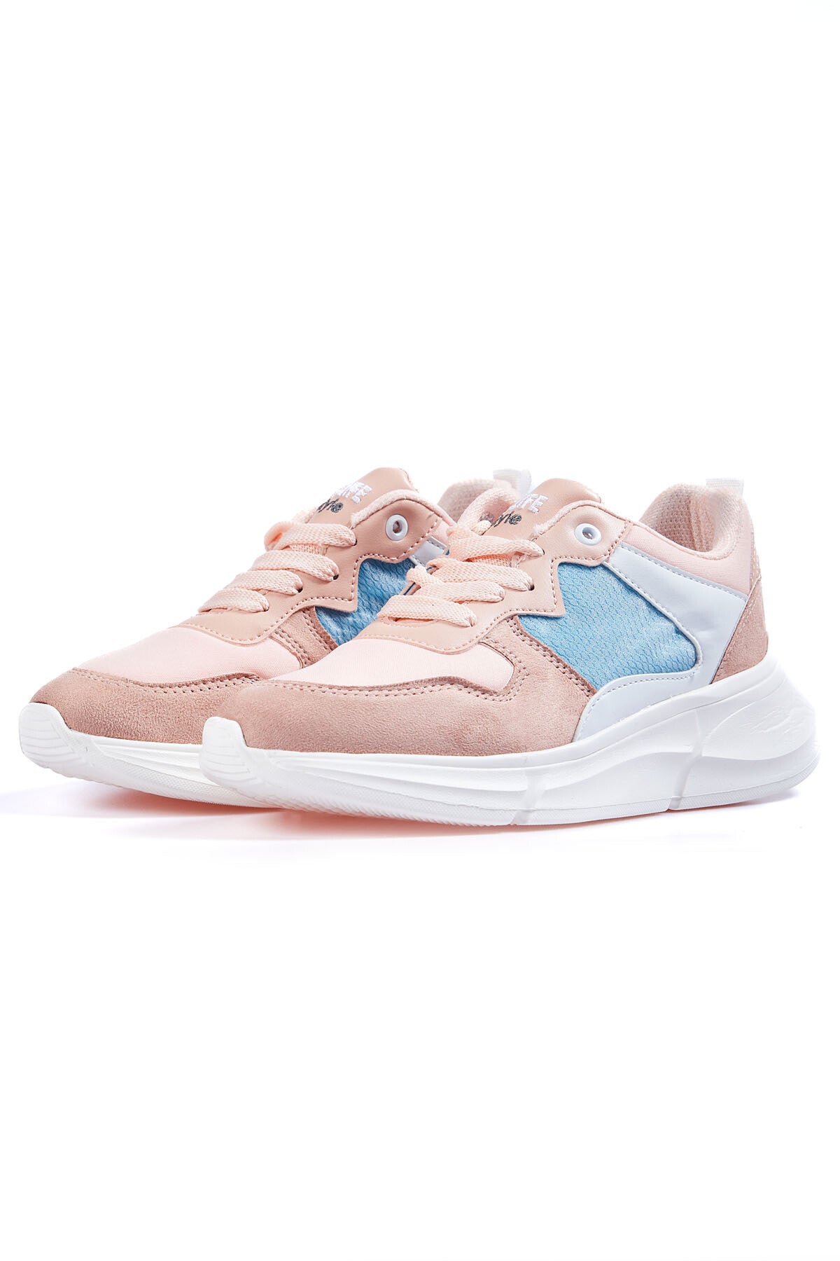 Dried Rose Laced High Sole Mesh Detailed Colorful Women's Sneakers - 89203
