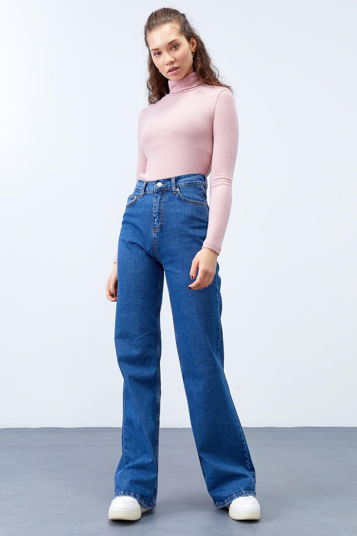 Dried Rose Sailor Collar Slim Fit Long Sleeve Knitted Body Women's Sweater - 97199