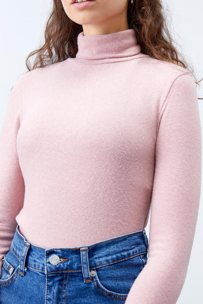 Dried Rose Sailor Collar Slim Fit Long Sleeve Knitted Body Women's Sweater - 97199