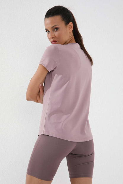 Dried Rose Basic Short Sleeve Standard Fit O Neck Women's T-Shirt - 97144