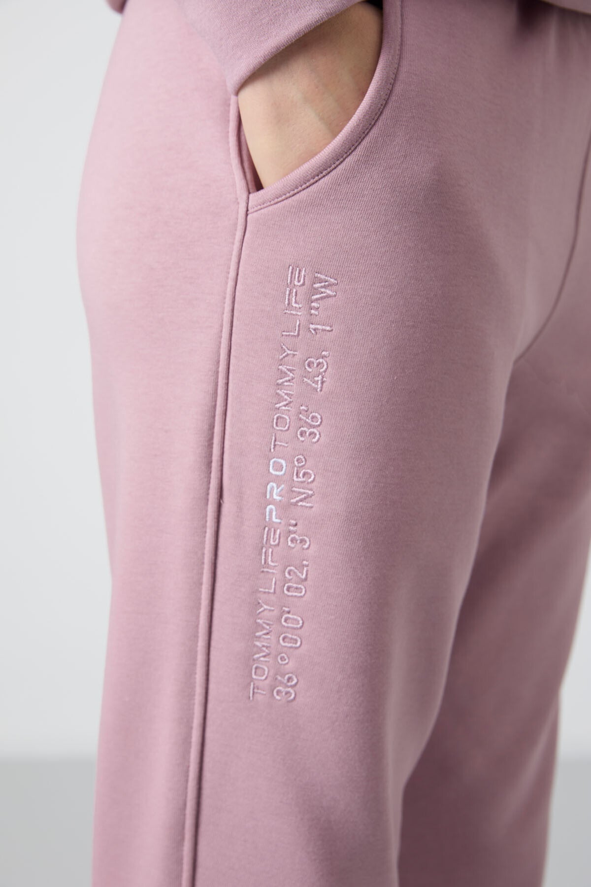 Dried Rose Hooded Kangaroo Pocket Oversize Elastic Cuff Women's Tracksuit Set - 95288