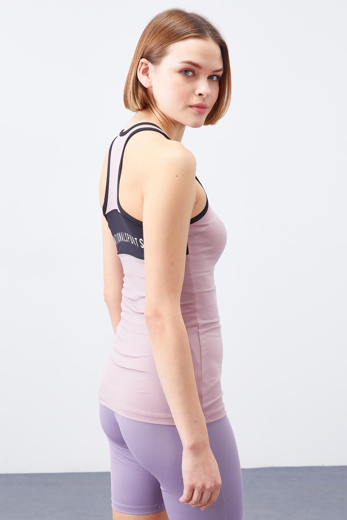 Dried Rose Back Print Detailed Micro Athlete Singlet 97096