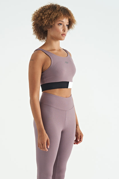 Dried Rose Color Block Logo Print Narrow Fit Striped Women's Bustier - 97275
