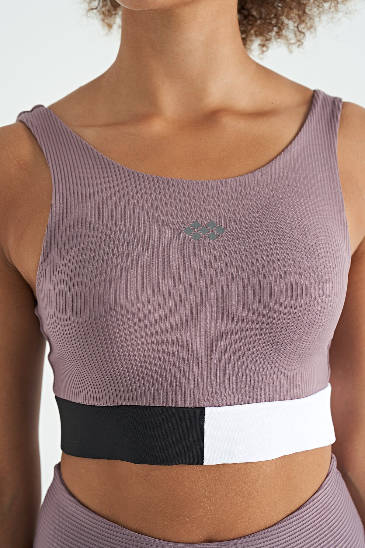 Dried Rose Color Block Logo Print Narrow Fit Striped Women's Bustier - 97275