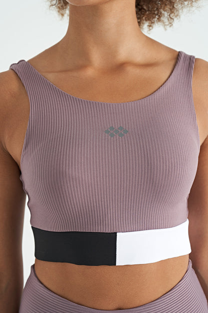 Dried Rose Color Block Logo Print Narrow Fit Striped Women's Bustier - 97275