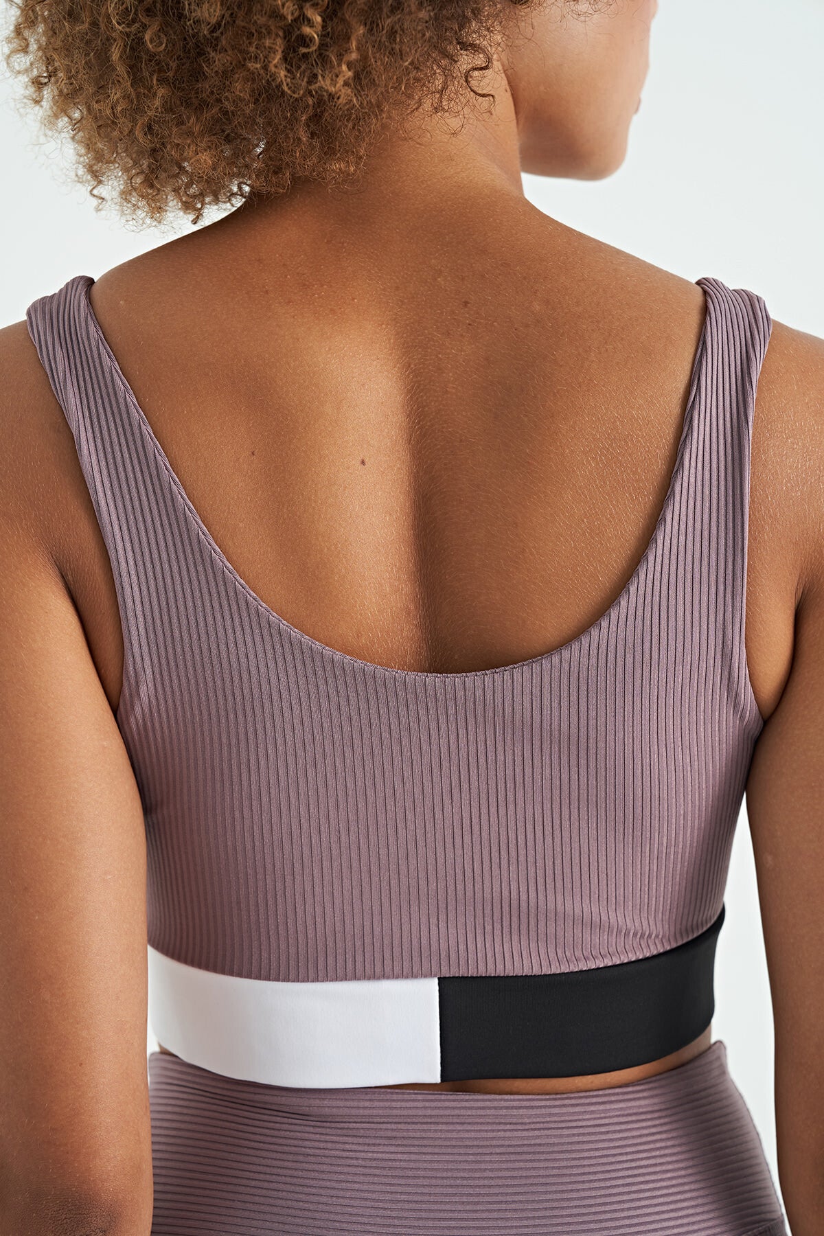 Dried Rose Color Block Logo Print Narrow Fit Striped Women's Bustier - 97275