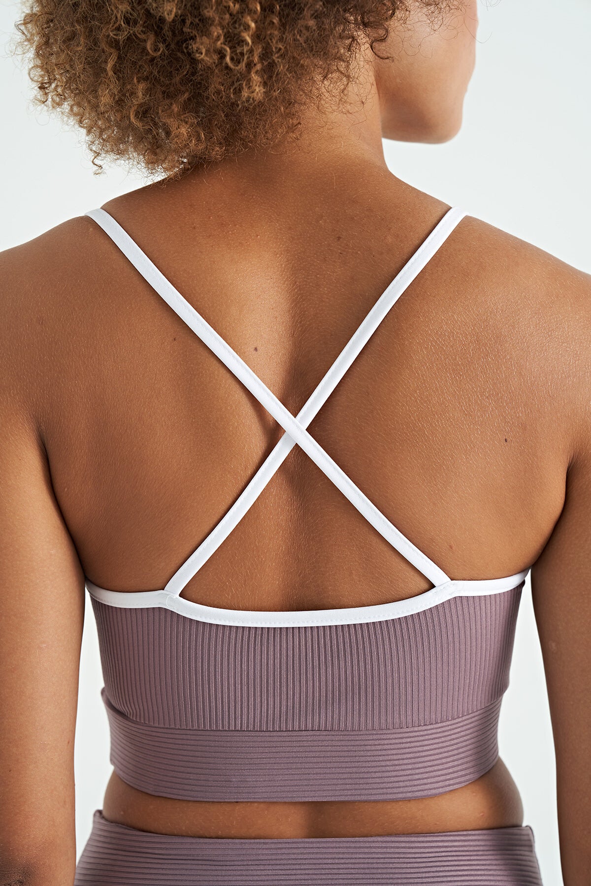 Dried Rose Back Cross Detailed Logo Printed Narrow Cut Striped Women's Bustier - 97274