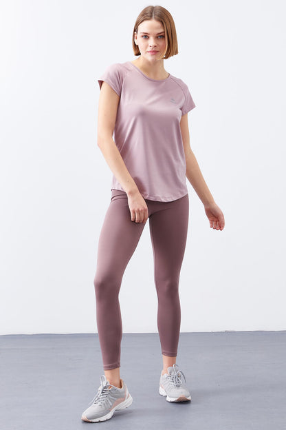 Dried Rose Back Window Short Sleeve Standard Fit O Collar Women's T-Shirt - 97101