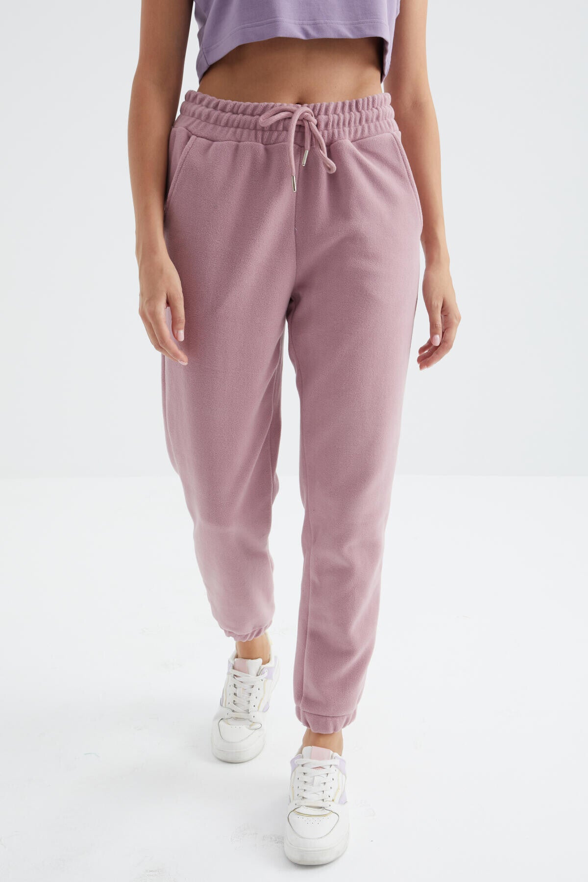 Dried Rose High Waist Basic Laced Jogger Polar Women's Tracksuit Bottom - 94622