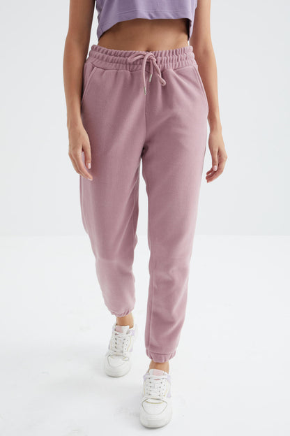 Dried Rose High Waist Basic Laced Jogger Polar Women's Tracksuit Bottom - 94622