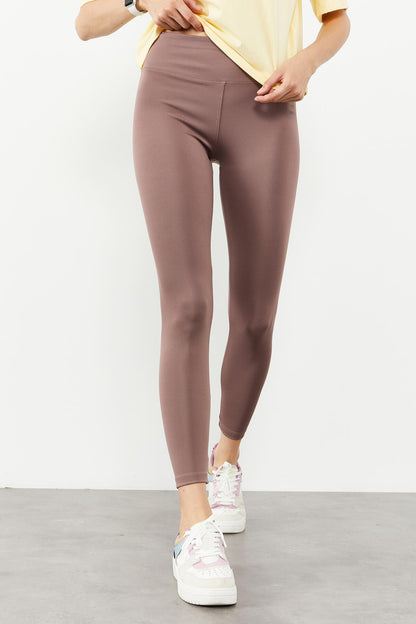 Dried Rose High Waist Stretch Slim Fit Tapered Leg Women's Tights - 94545