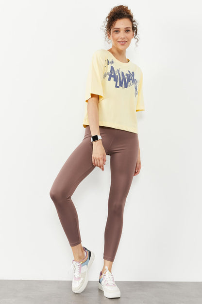 Dried Rose High Waist Stretch Slim Fit Tapered Leg Women's Tights - 94545