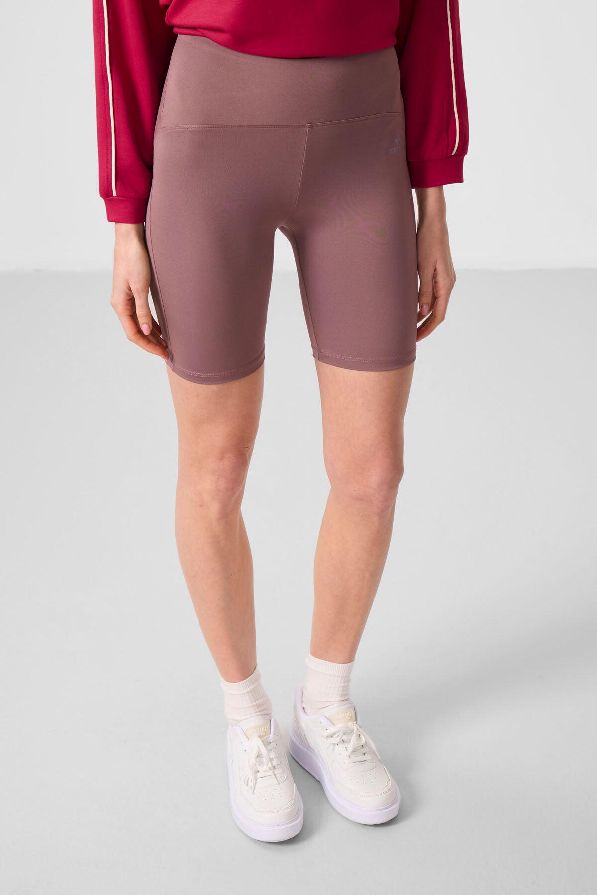Dried Rose High Waist Wrap-up Short Biker Women's Tights - 91007