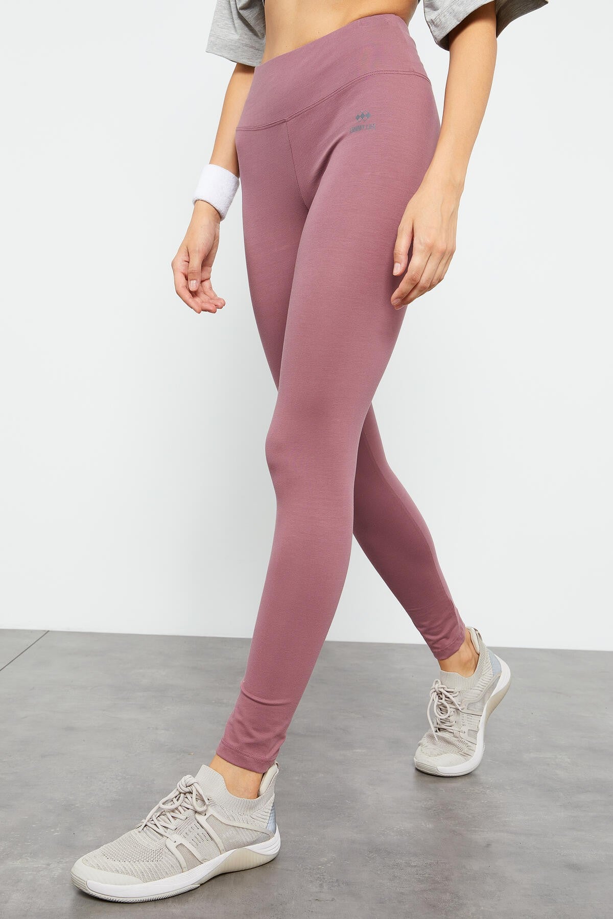 Dried Rose High Waist Wrap-up Slim Fit Skinny Leg Women's Tights - 94011