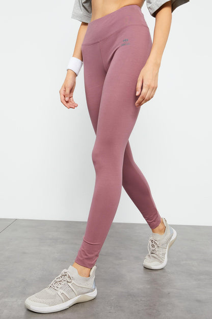 Dried Rose High Waist Wrap-up Slim Fit Skinny Leg Women's Tights - 94011