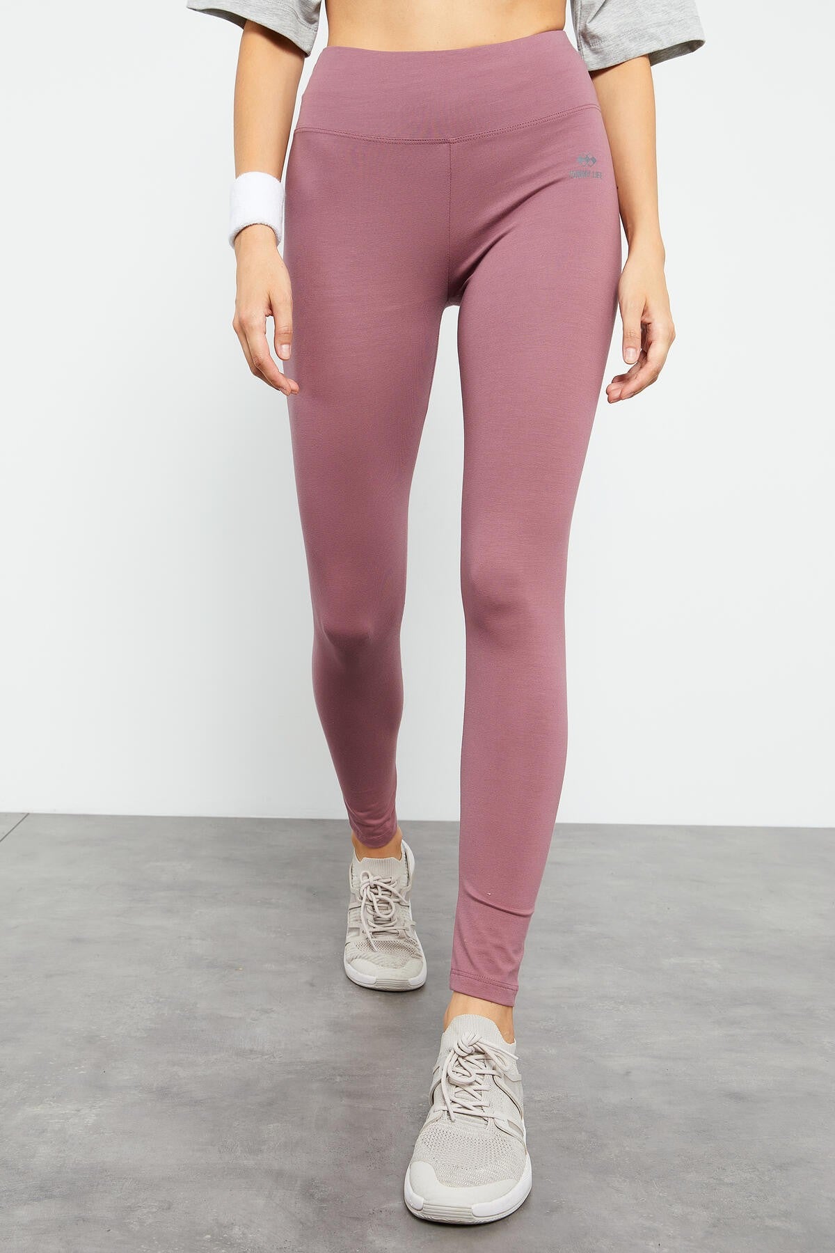Dried Rose High Waist Wrap-up Slim Fit Skinny Leg Women's Tights - 94011