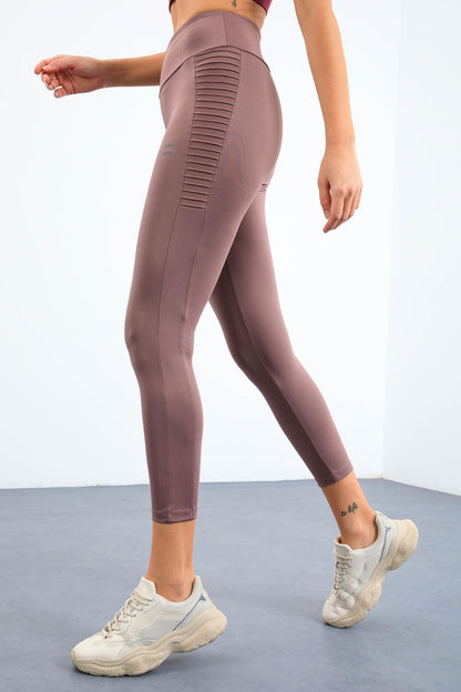 Dried Rose High Waist Wrap-up Slim Fit Tapered Leg Women's Tights - 94568