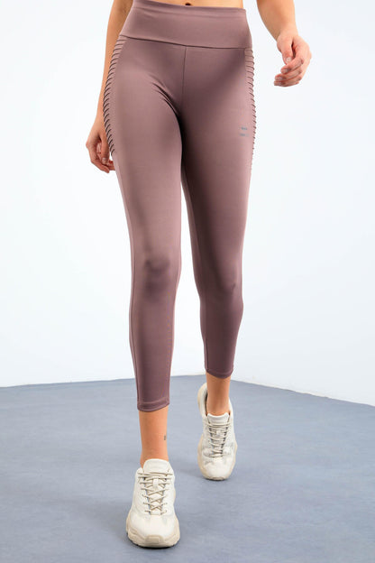 Dried Rose High Waist Wrap-up Slim Fit Tapered Leg Women's Tights - 94568