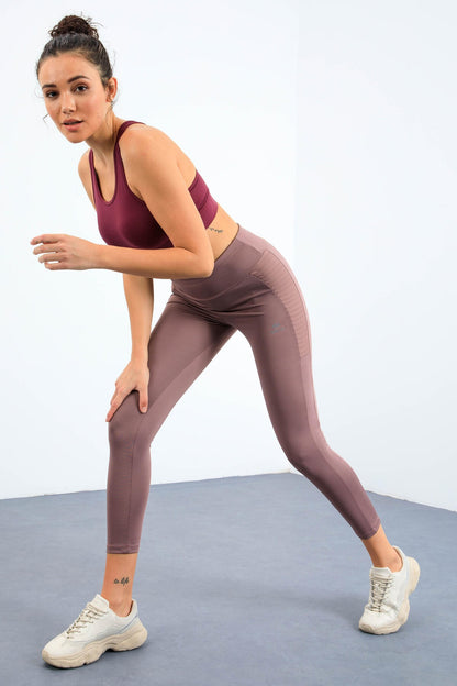 Dried Rose High Waist Wrap-up Slim Fit Tapered Leg Women's Tights - 94568