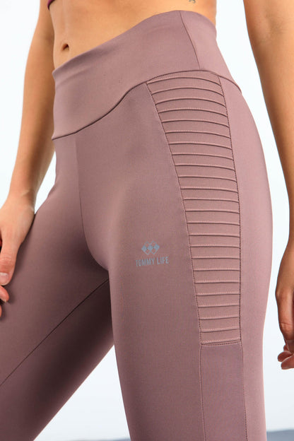 Dried Rose High Waist Wrap-up Slim Fit Tapered Leg Women's Tights - 94568