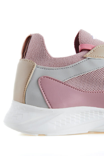 Dried Rose High Platform Mesh Detailed Laced Women's Sports Shoes - 89208