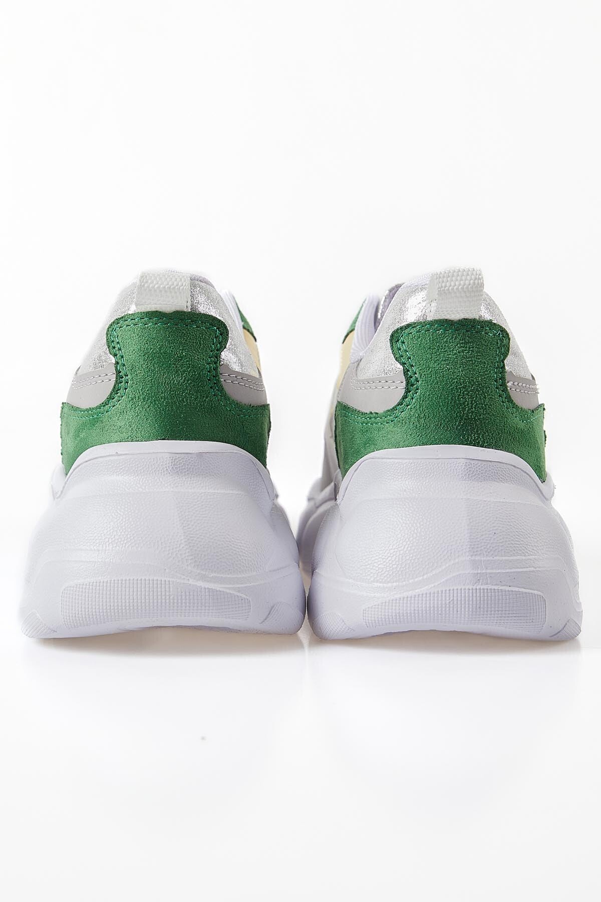 Silver High Platform Laced Color Gradient PU Leather Women's Sneakers - 89206