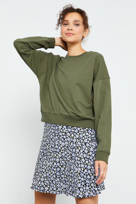 Basic Comfort Fit O Neck Women's Sweatshirt - 97114