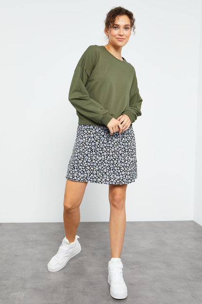 Basic Comfort Fit O Neck Women's Sweatshirt - 97114