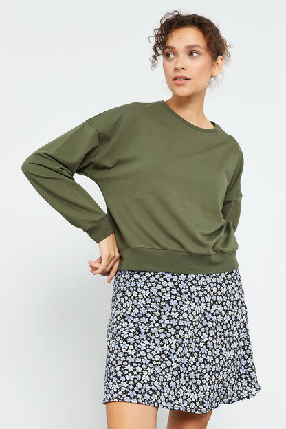 Basic Comfort Fit O Neck Women's Sweatshirt - 97114