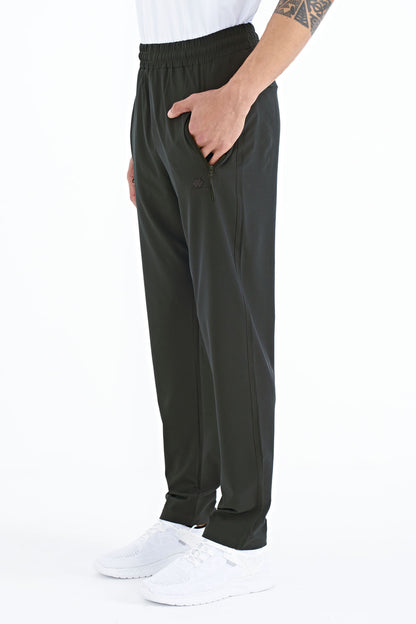 Men's Right Zippered Three-Pocket Standard Fit Classic Hem Tracksuit Bottom - 84768