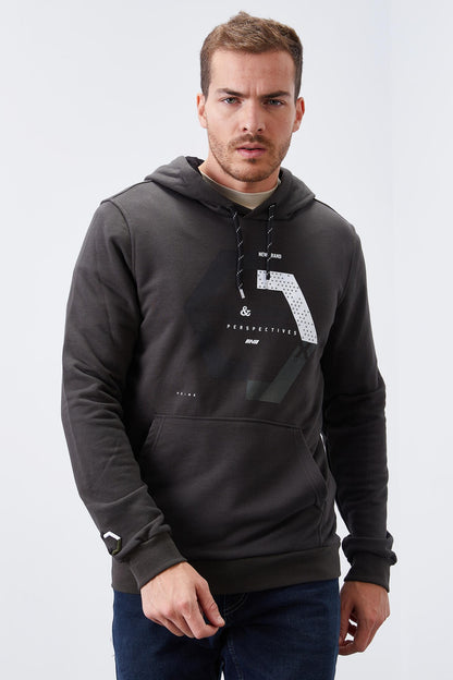 Geometric Print Right Standard Fit Men's Hooded Sweatshirt - 87870