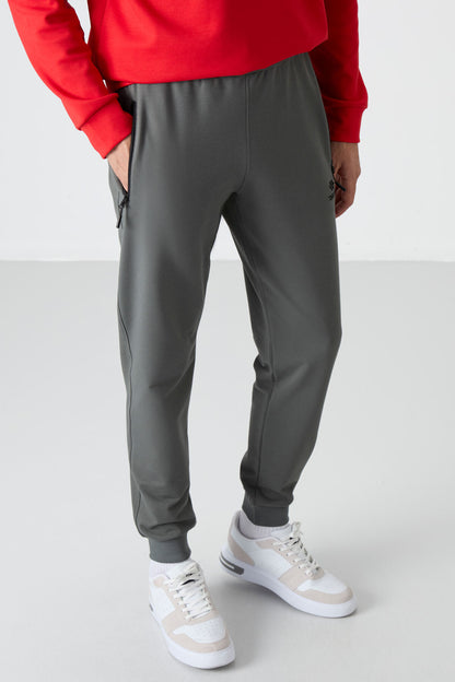 Standard Mold Jogger Men's Tracksuit Bottom with Zipper Waist - 84587