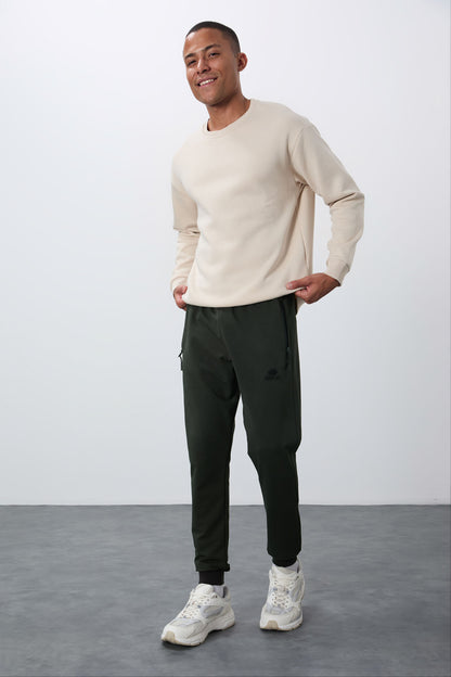Standard Fit Zippered Waistband Jogger Men's Tracksuit Bottom - 84651
