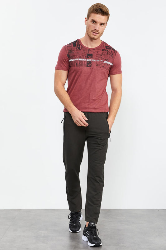 Right Leg Detailed Standard Mold Classic Cuff Men's Tracksuit Bottom - 84744