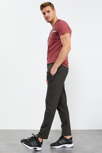Right Leg Detailed Standard Mold Classic Cuff Men's Tracksuit Bottom - 84744