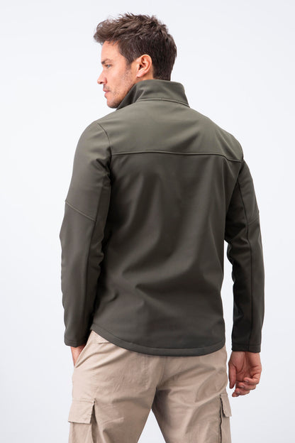 Zipper Front Stand Collar Water and Windproof Softshell Men's Jacket - 88050