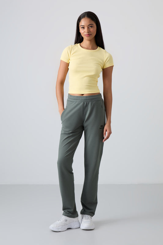 Right Leg Classic Fit Women's Tracksuit Bottom with Hidden Zipper Pocket - 94148
