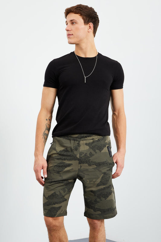 Camouflage Print Pocketed Standard Fit Men's Shorts - 81126