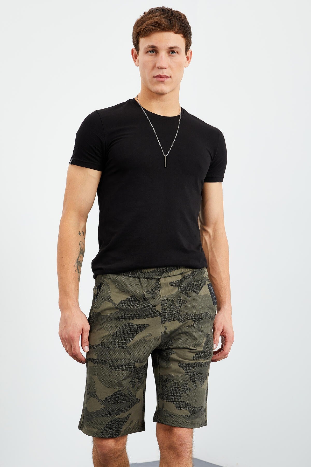 Camouflage Print Pocketed Standard Fit Men's Shorts - 81126