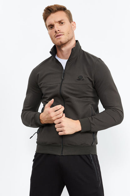 High Collar Zippered Standard Fit Classic Cuff Men's Tracksuit Set - 85152