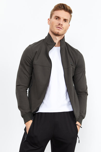 High Collar Zippered Standard Fit Classic Cuff Men's Tracksuit Set - 85152