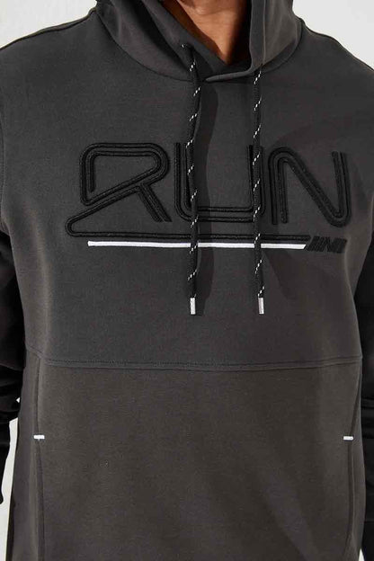 Standard Template Hooded Men's Sweatshirt with Embroidered Lettering - 87887