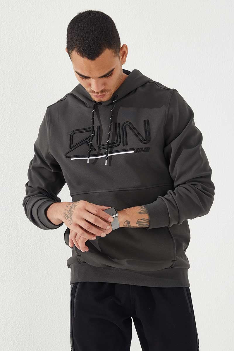 Standard Template Hooded Men's Sweatshirt with Embroidered Lettering - 87887