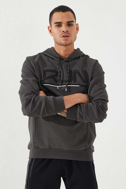 Standard Template Hooded Men's Sweatshirt with Embroidered Lettering - 87887