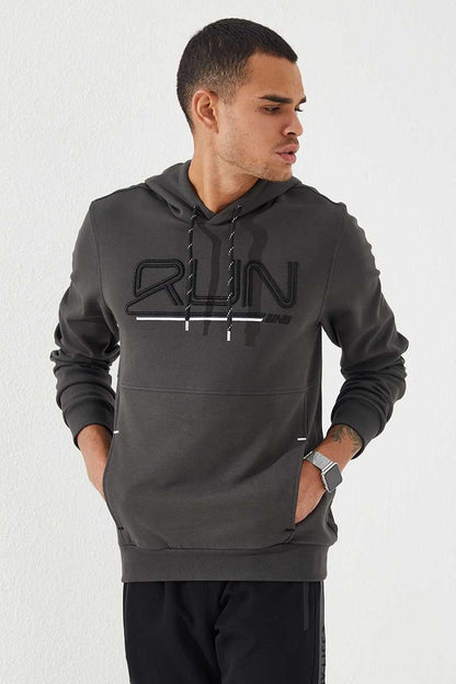 Standard Template Hooded Men's Sweatshirt with Embroidered Lettering - 87887