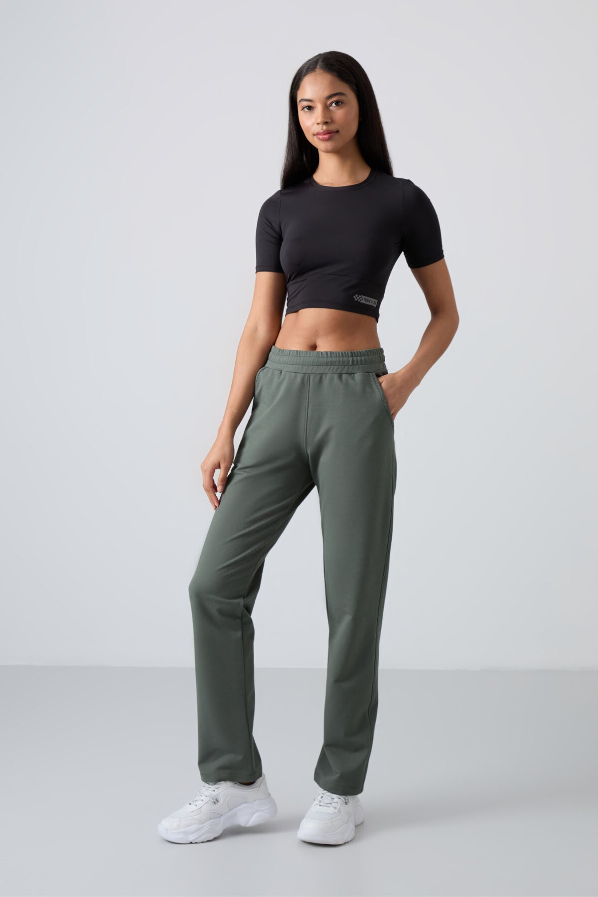 High Waist Comfortable Classic Hem Women's Tracksuit Bottom - 94584