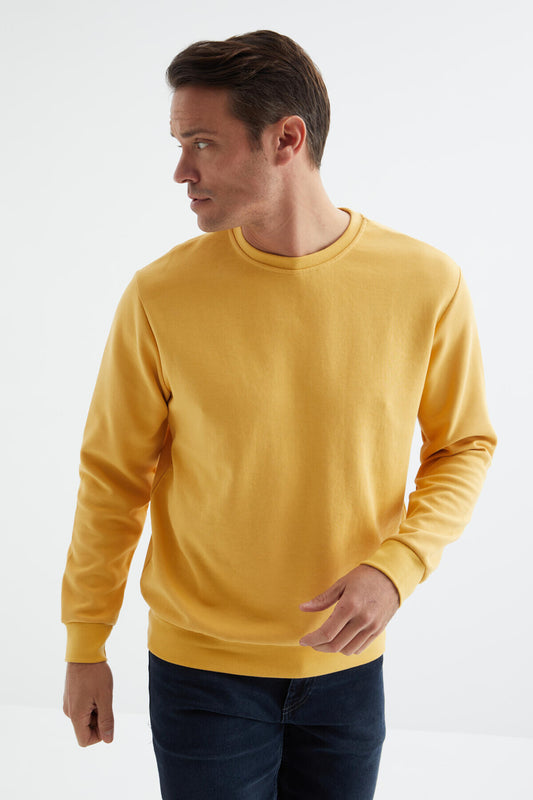 Mustard Basic O Collar Comfort Fit Men's Sweatshirt - 88053